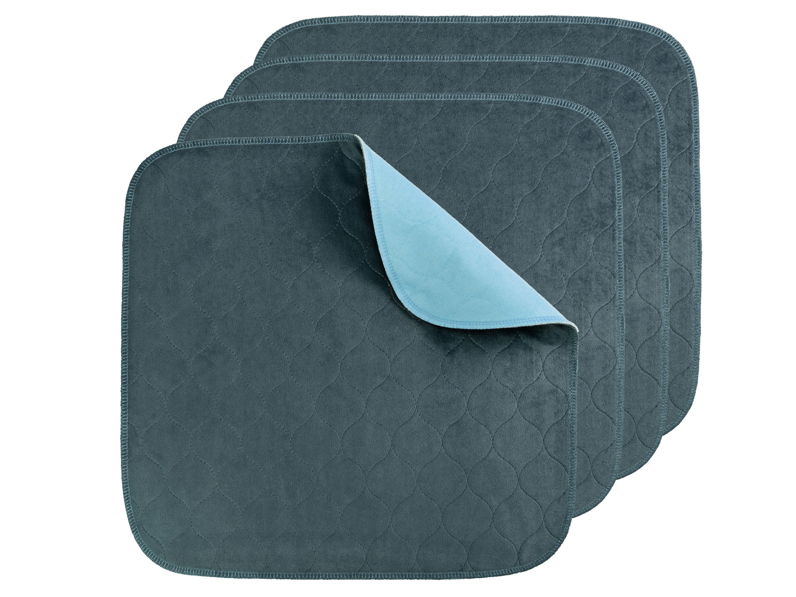 INKONTINENZAUFLAGE, 4er-Set, 45x45 cm, 100% Polyester, Blau - Blaugrau, Textil (45/45cm) - Zollner