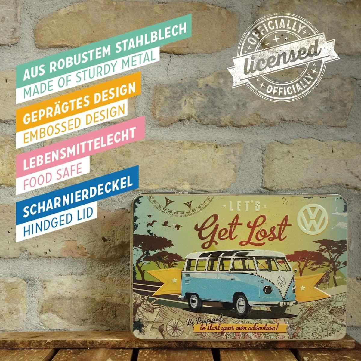VORRATSDOSE flach Volkswagen VW Bulli Let's Get Lost - Multicolor, Metall (23/7/16cm) - Nostalgic-Art