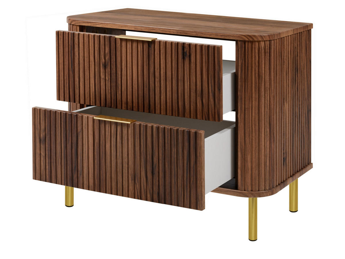 BADEZIMMERSCHRANK : Farbe Eiche-Nussbaum, Griff gold, Füße gold, 80 x 41,5 x 66,7 cm - Goldfarben/Braun, Holzwerkstoff (80/66.7/41.5cm) - 3XE LIVING