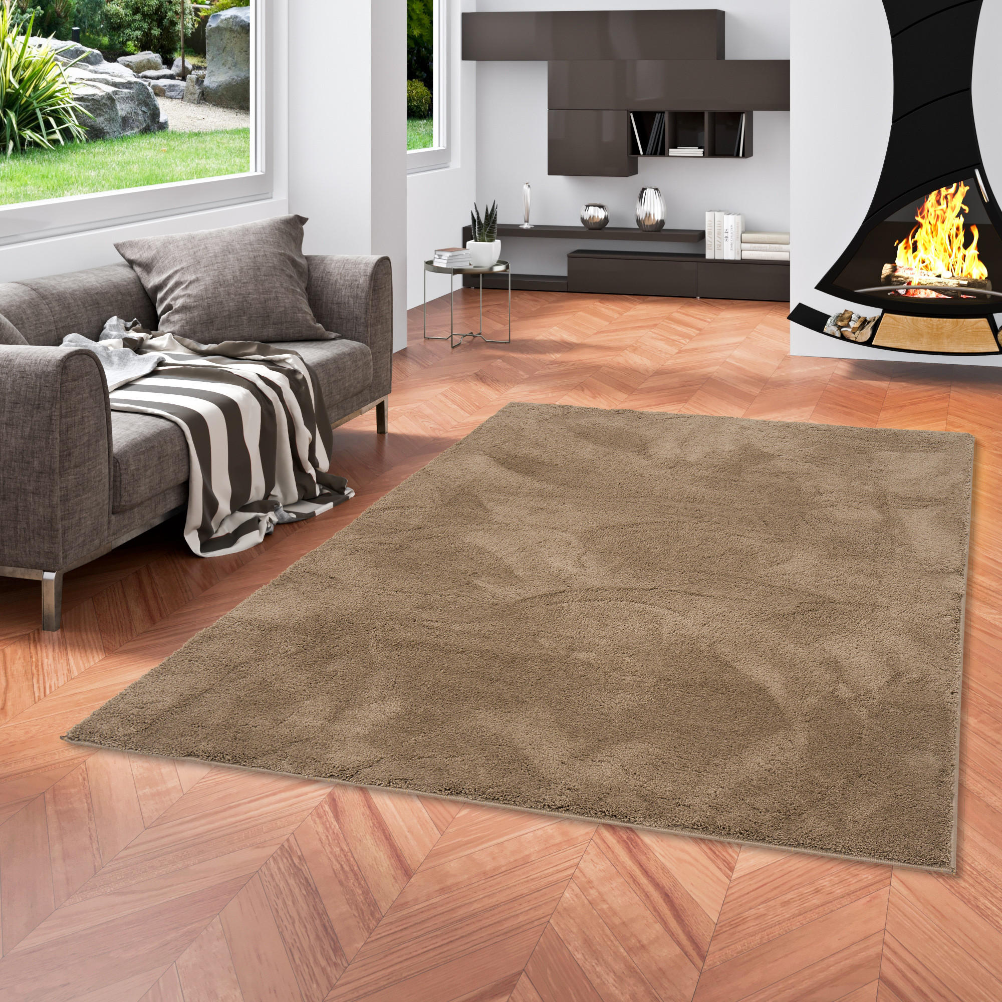 HOCHFLOR LANGFLOR SUPER SOFT TEPPICH SILKY - Taupe, Textil (160/230cm) - Pergamon