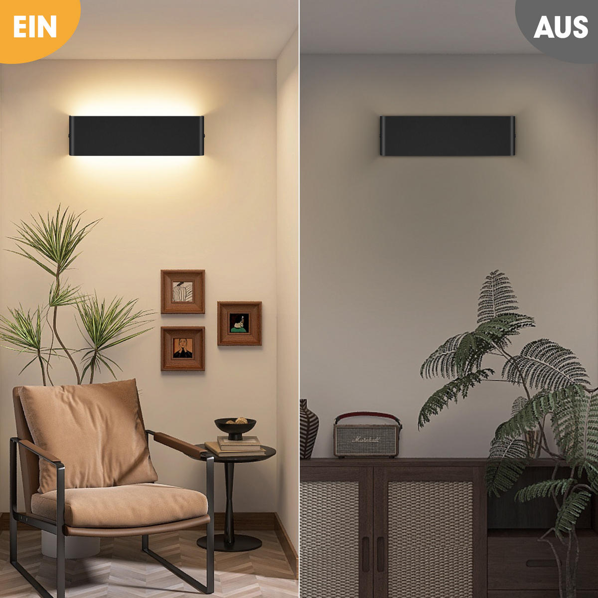 WANDLAMPE LED WA1021D Innen - Schwarz, Metall (9/3.5/40cm) - LOVHAUS
