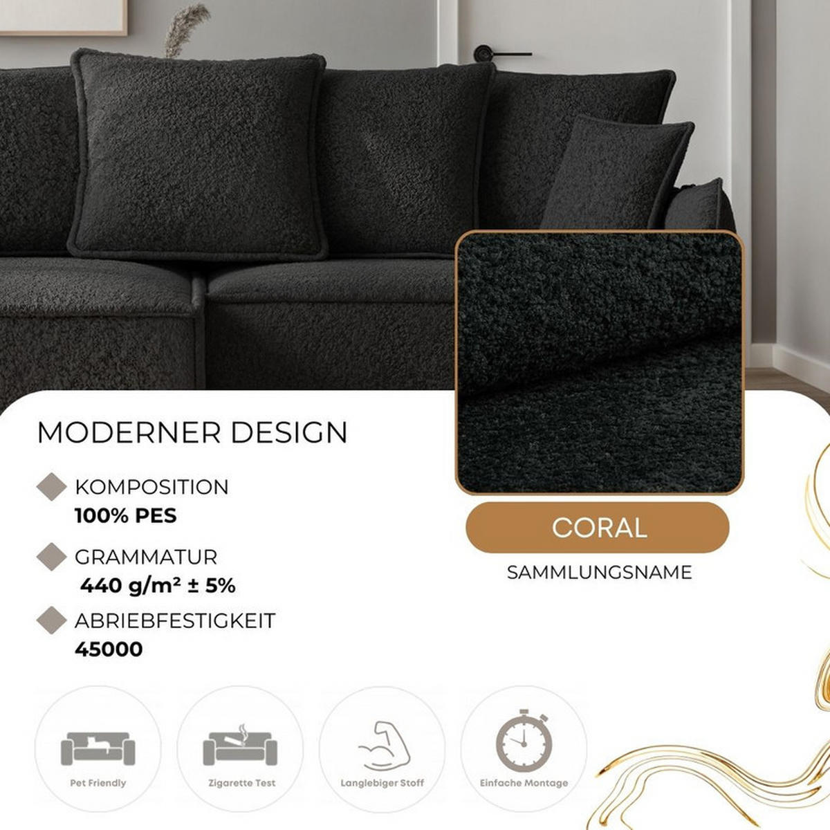 ECKSOFA MARCO Rechts, mit Schlaffunktion und Bettkasten, Anthrazit - Anthrazit, Textil/Metall (221/148cm) - Idohome