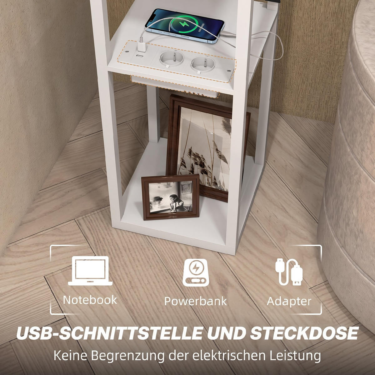 STEHLAMPE MDF Kunststoff Weiß - Weiß, Holzwerkstoff (26/26/159cm) - HOMCOM