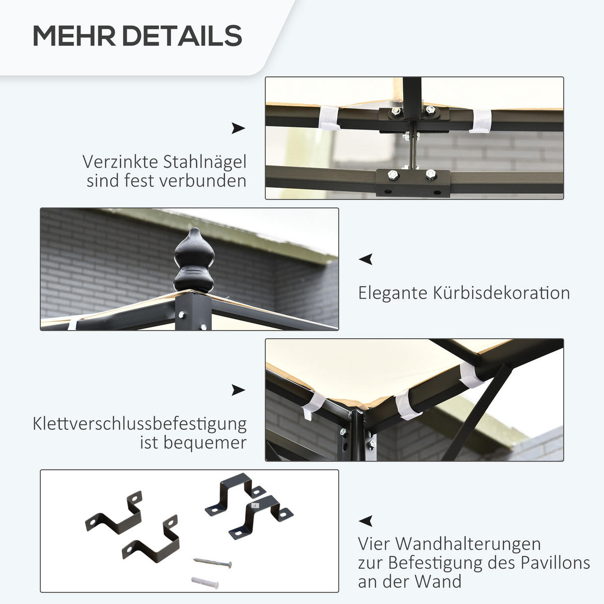 PERGOLA Gartenpavillon Metall Creme - Creme, Kunststoff/Metall (297/250/297cm) - Outsunny