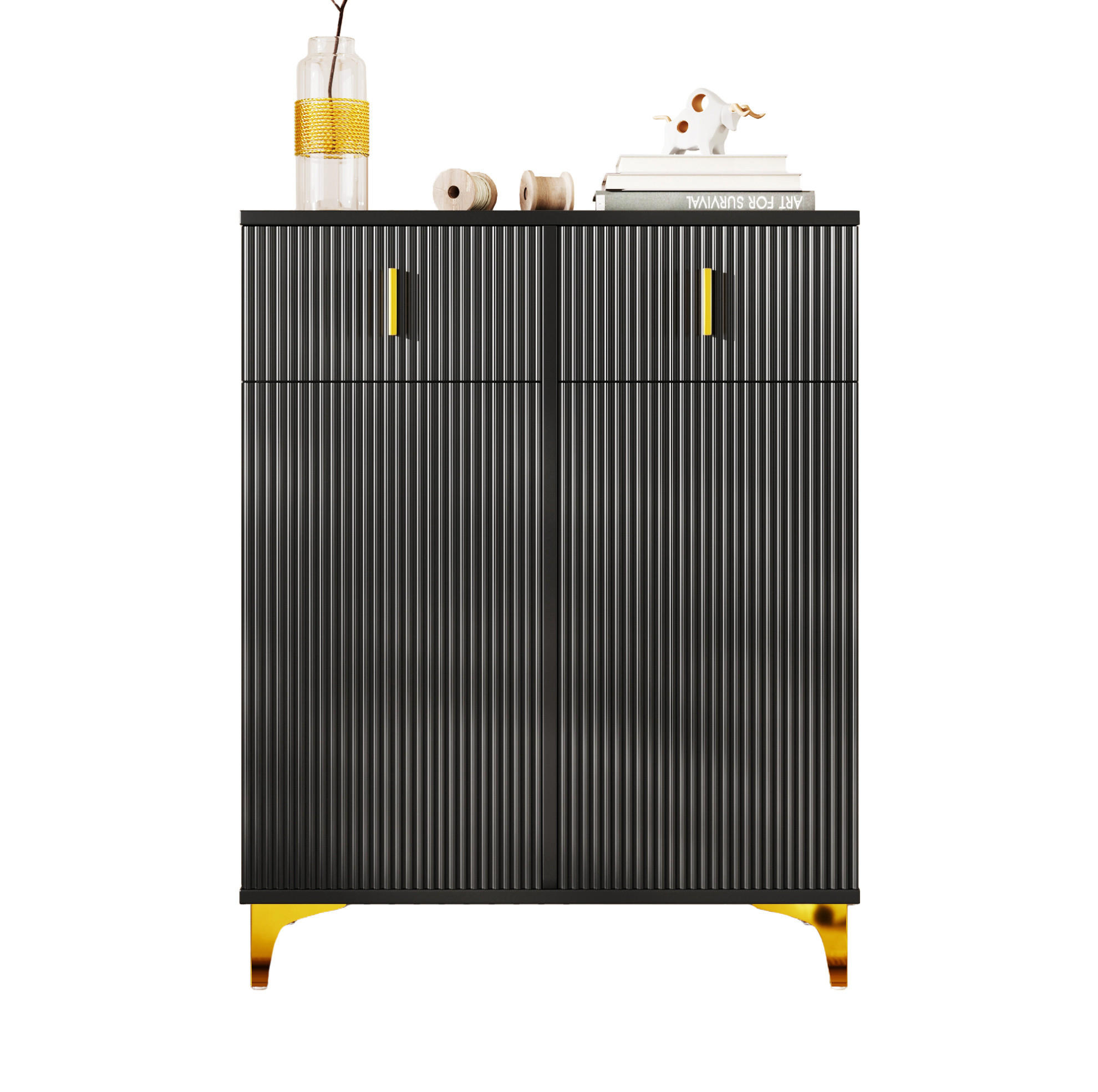 SIDEBOARD 83/101/35 cm Schwarz aus Spanplatte mit 2 Schubladen und 2 Türen - Schwarz, Holzwerkstoff (35/101/83cm) - OKMYHOME