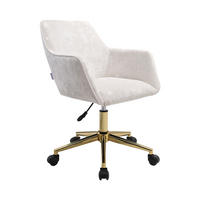 DREHSTUHL Home-Office-Stuhl aus Schaumstoff Metall mit Armlehnen Rollen und Samtbezug GoldfußBeige Höhenverstellbarer 60 x 50 x 81-88 cm - Beige/Goldfarben, Textil/Metall (60/88/50cm) - Livingandhome
