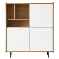 HIGHBOARD Nadine Natur - Weiß 120 cm x 138 cm - Braun, Holzwerkstoff (120/138/41cm) - Kenay Home