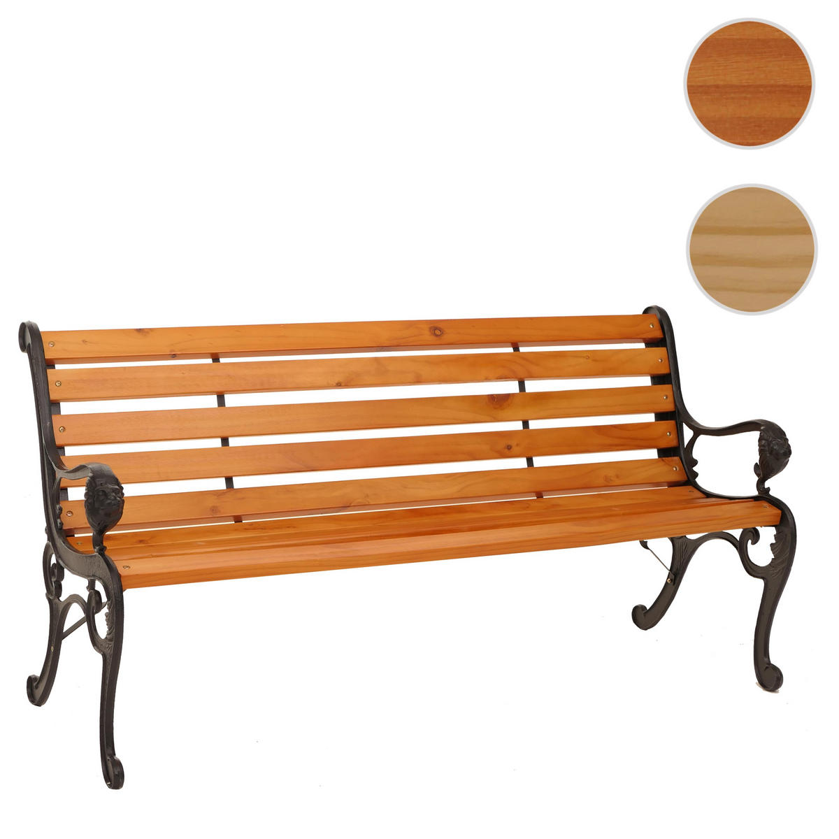 GARTENBANK Schwarz, Teak Dekor - Schwarz/Teakfarben, Holz (164/78/35cm) - MCW