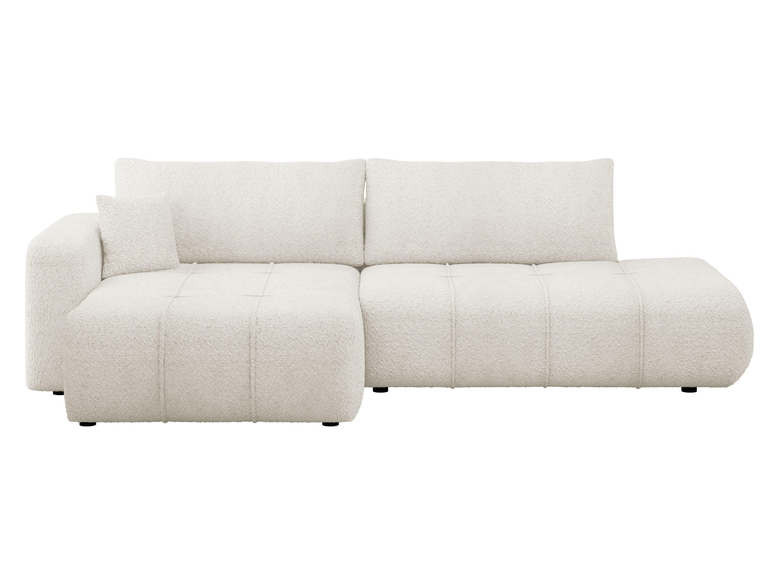 ECKSOFA Furyn O Boucle, Seite: Links - Creme/Schwarz, Holzwerkstoff/Kunststoff (262/145cm) - MIRJAN24