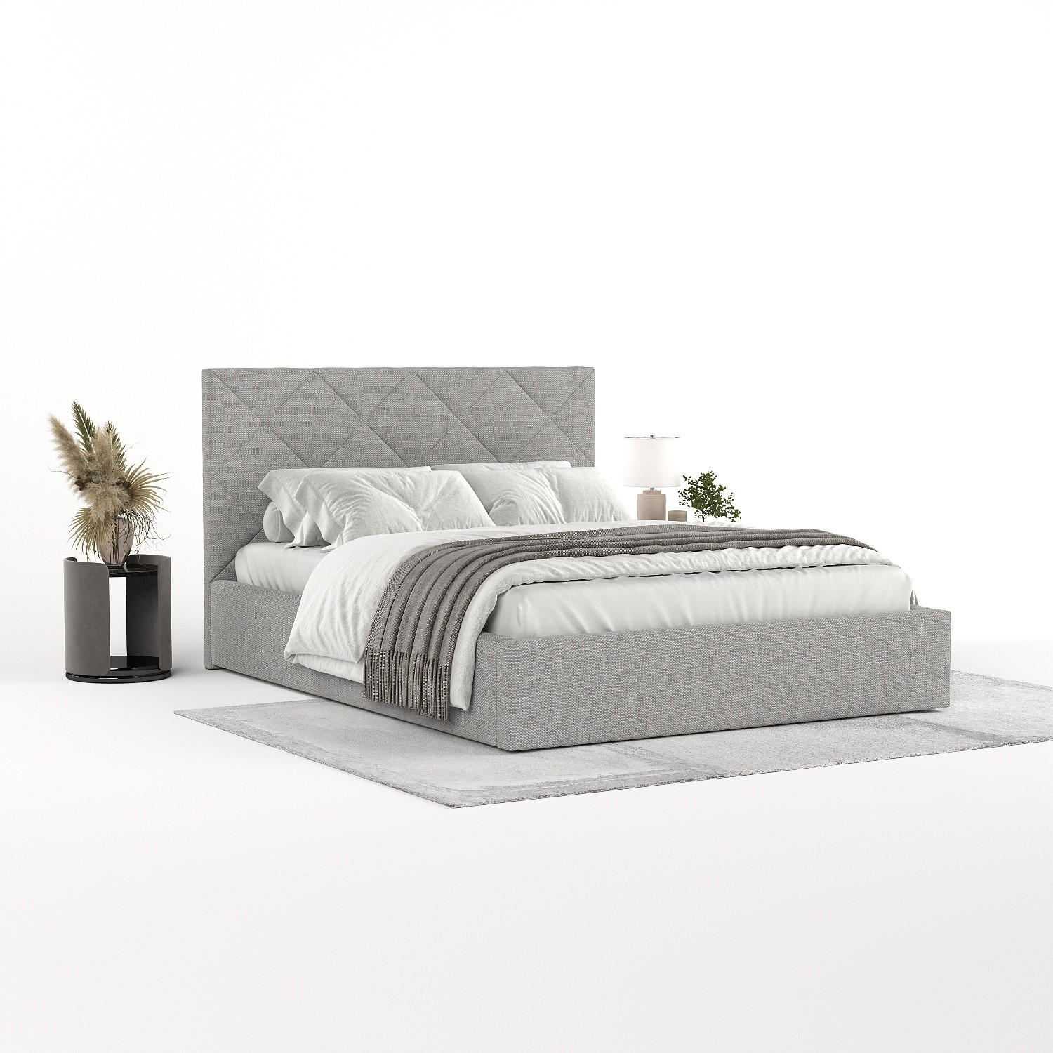 POLSTERBETT Torno 160/200 cm Hellgrau im Inari Stoff - Hellgrau/Schwarz, Holz/Holzwerkstoff (160/200cm) - AltaBeds