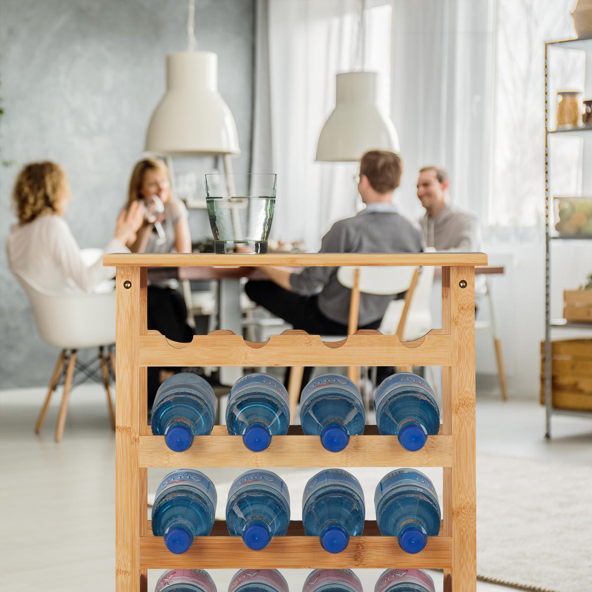 WEINREGAL - Hellbraun, Holz (47/94/29cm) - Relaxdays