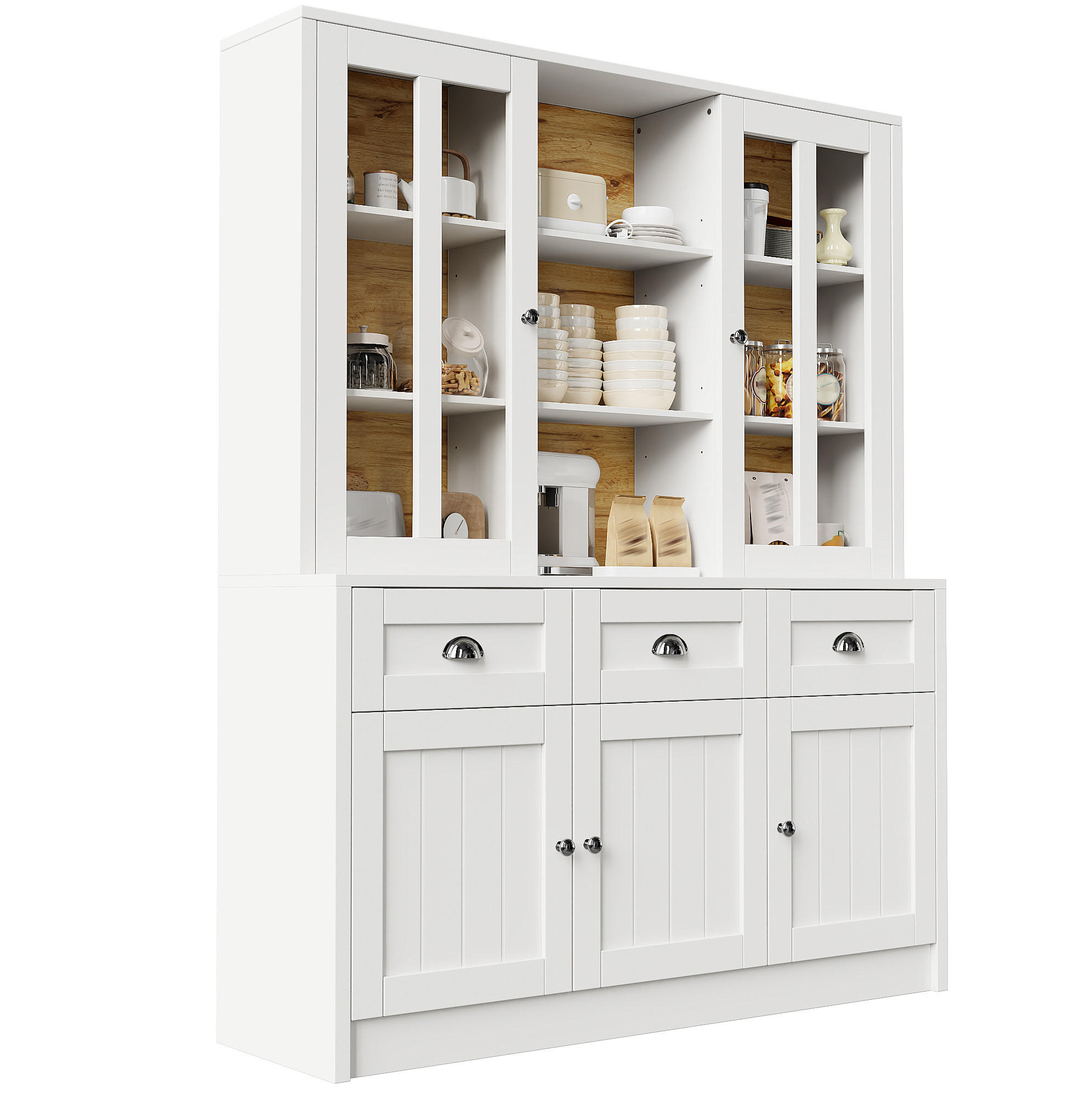BUFFET 140/175/38,5 cm Weiß aus Acryl und MDF mit Kippschutz - Weiß, Holzwerkstoff (38.5/175/140cm) - OKMYHOME