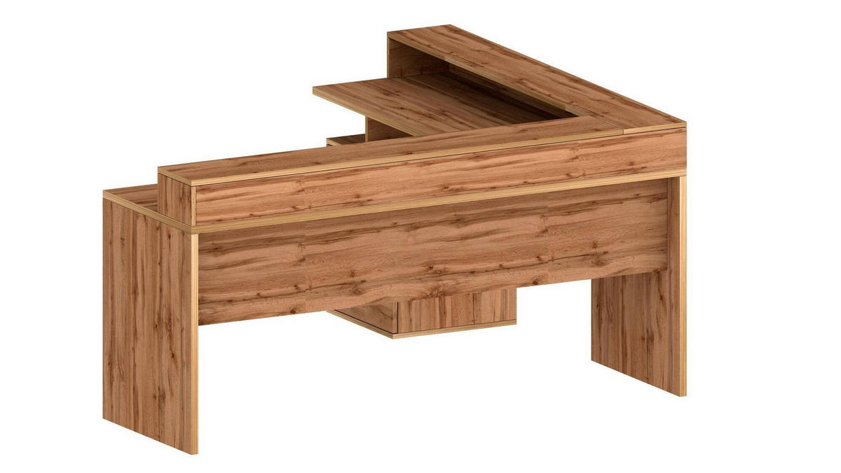 ECKSCHREIBTISCH Eiche 90/180/160 cm - Braun, Holzwerkstoff (90/180/160cm) - DMORA