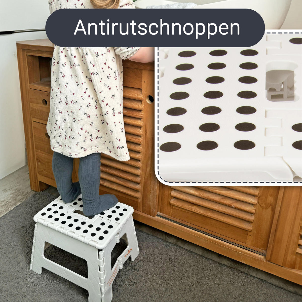 KLAPPHOCKER, 100% Kunststoff - Weiß, Kunststoff (29/22/22cm) - Zollner
