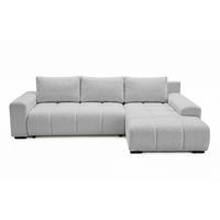 ECKSOFA Ovia mit Bettkasten und Schlaffunktion, Bouclé-Stoff in L-Form - Hellgrau, Textil (270/185cm)