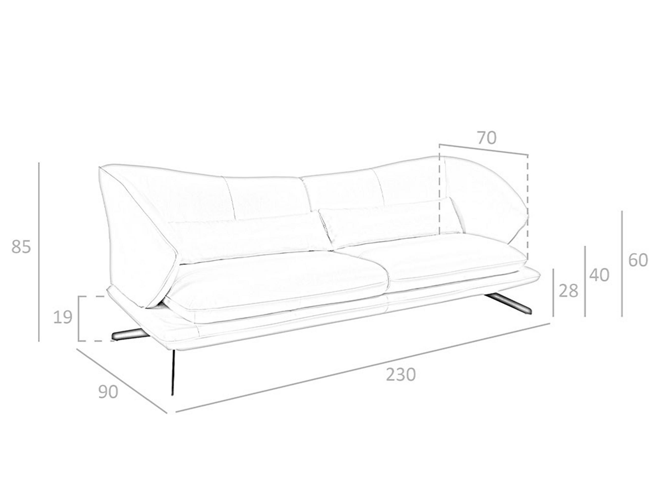 SOFA 3-SITZER Taupe Grau | Schwarz 230/90/85 cm - Dunkelgrau/Schwarz, Leder (230/85/90cm) - ANGEL CERDA