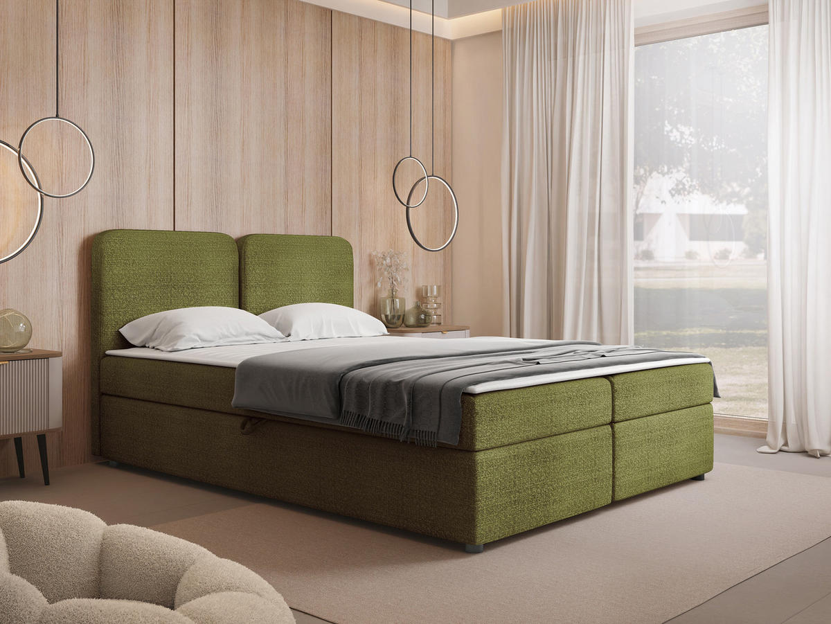 BOXBETT Boho - Schwarz/Mintgrün, Holz/Holzwerkstoff (140/200cm) - MIRJAN24