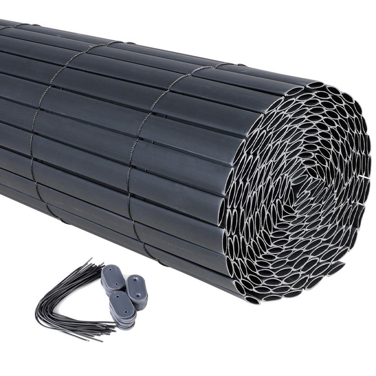 SICHTSCHUTZZAUN aus PVC in Dunkelgrau aufrollbar flexibles Roll-up Design für Garten & Haustierschutz 300x100cm - Dunkelgrau, Kunststoff (300/1cm) - Livingandhome