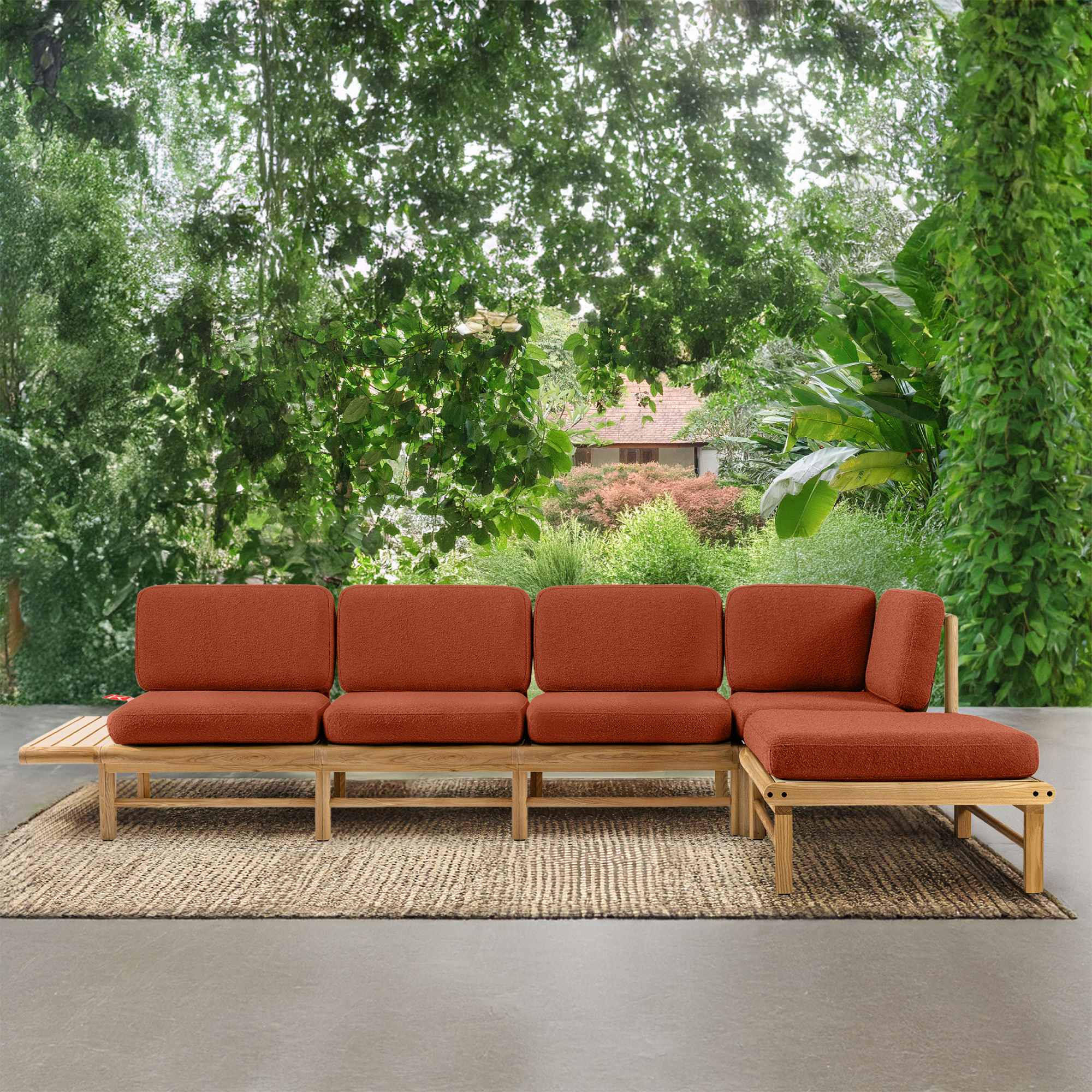 LOUNGESOFA ATREDA rechts - Orange, Holz/Textil (315/80/150cm) - KONSIMO®