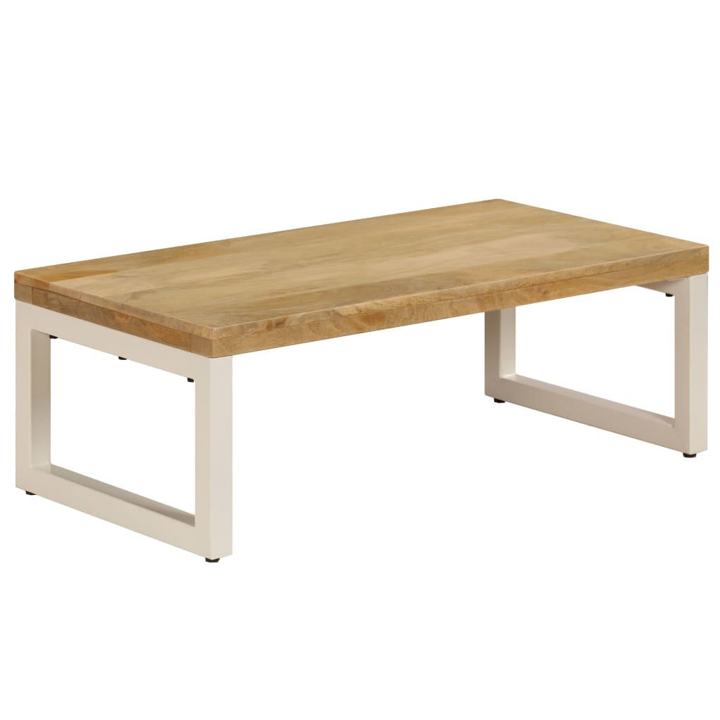 COUCHTISCH 100x50x35 cm Massivholz Mango und Stahl - Hellbraun, Holzwerkstoff (100/50/35cm) - furnicato