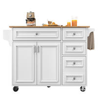 KÜCHENINSEL mit höhenverstellbarer Tischplatte und großzügigem Stauraum - Weiß, Holzwerkstoff/Metall (110/92/75cm) - Urban Meuble