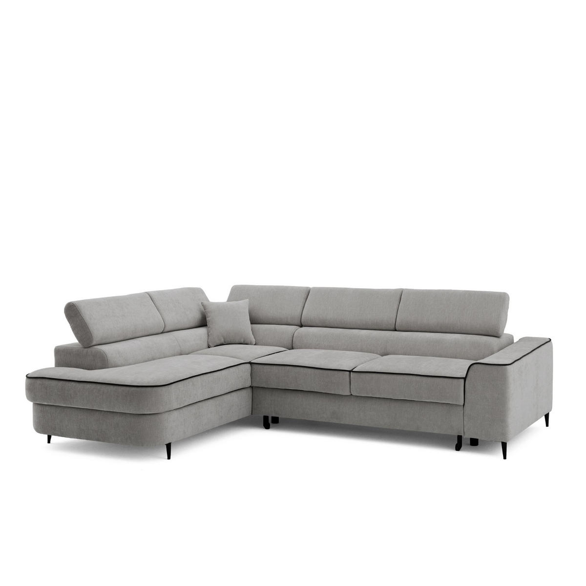 ECKSOFA EVER L Links mit Schlaffunktion 193x126 Chenille Grau - Schwarz/Grau, Holz/Textil (267/204cm) - Muffo