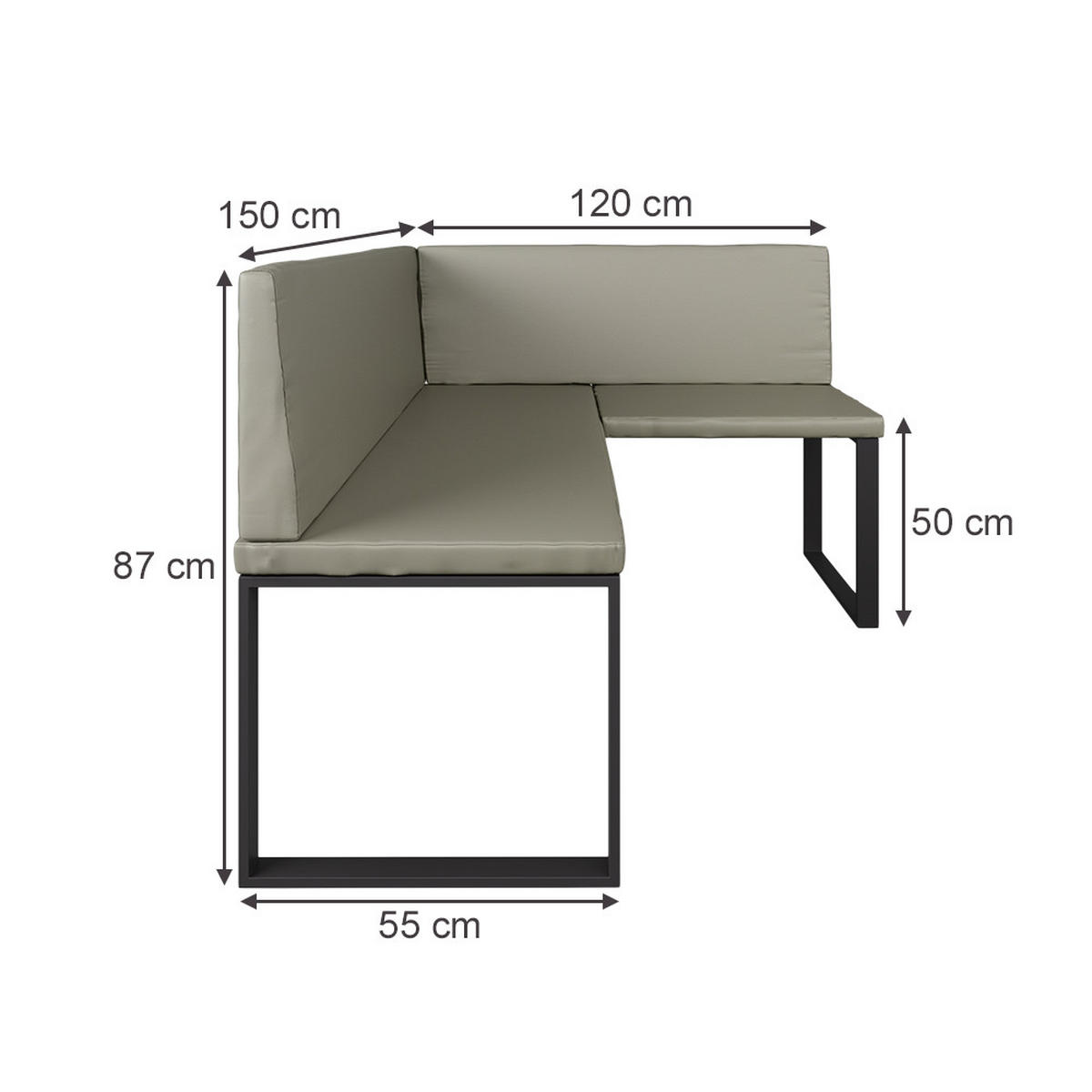 ESSZIMMER-ECKBANK Ravon Cashmere 120 x 150 cm - Kaschmir, Textil (120/87/150cm) - Vicco