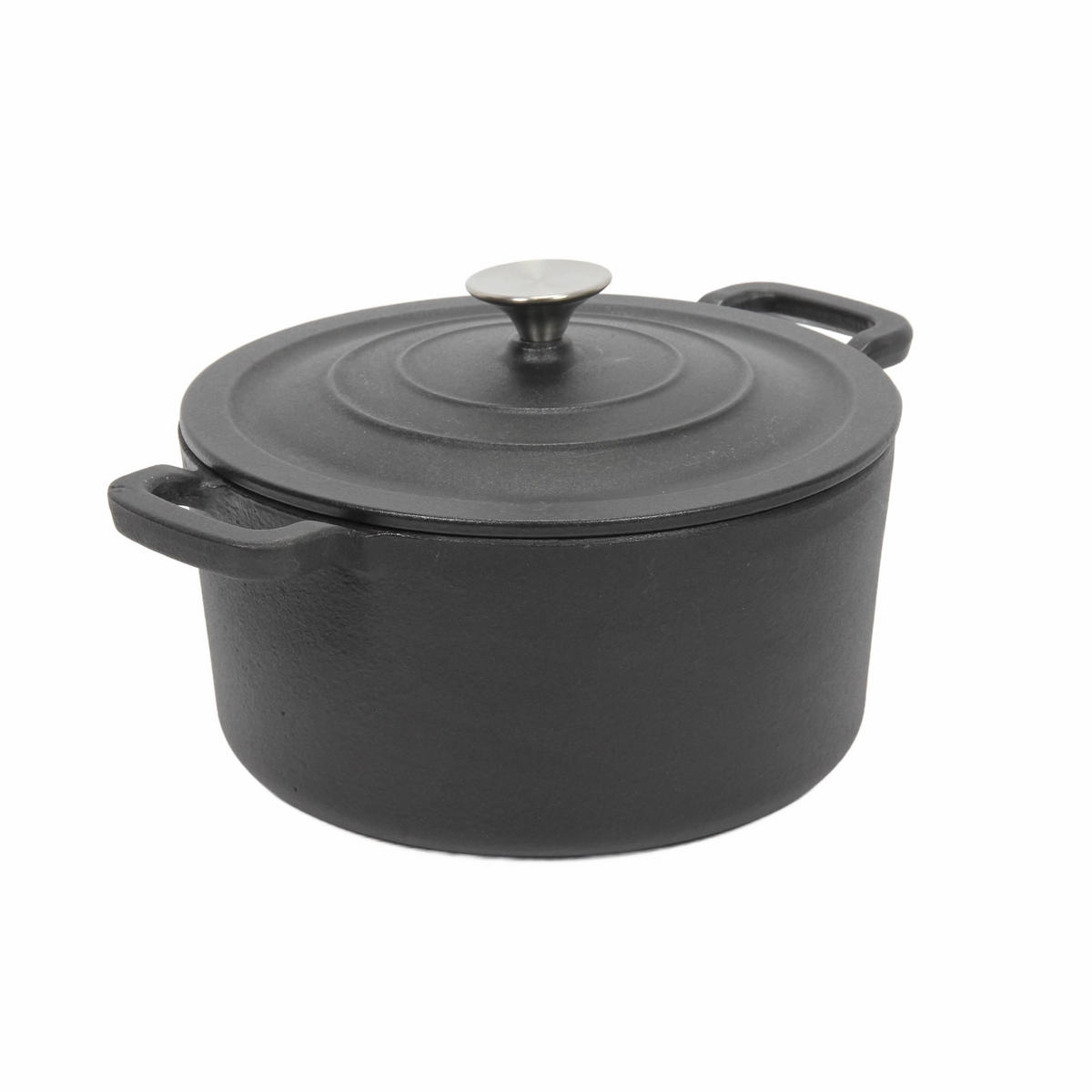 GUSSEISENKESSEL mit Deckel Ø 24 cm - Schwarz, Metall (24cm)