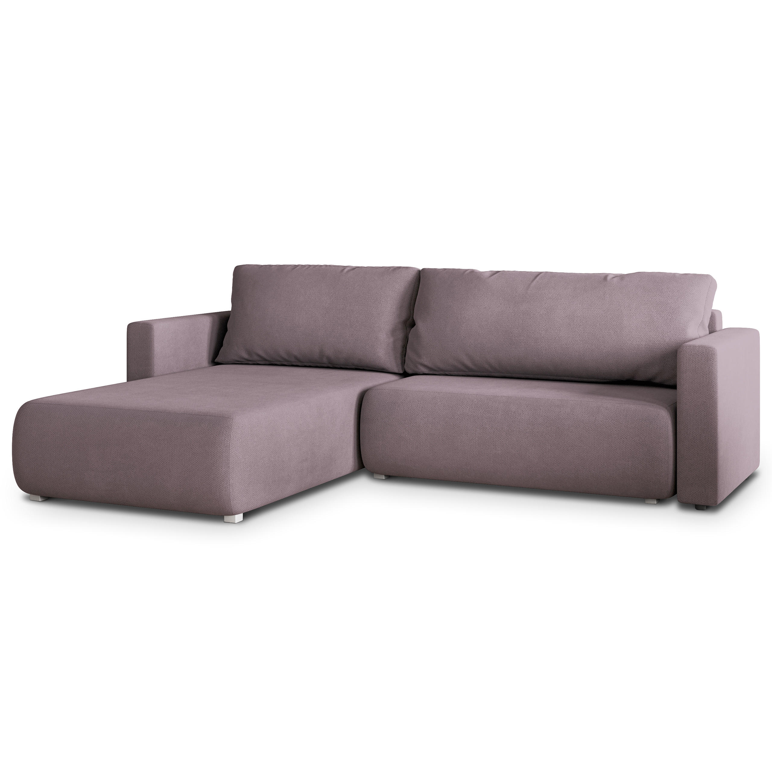 ECKSOFA TURIN Rosa Geflochtener Stoff mit Schlaffunktion - Rosa, Holz (265/183cm) - MASSENO