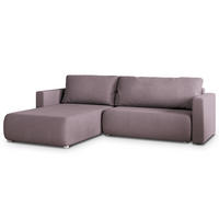 ECKSOFA TURIN Rosa Geflochtener Stoff mit Schlaffunktion - Rosa, Holz (265/183cm) - MASSENO