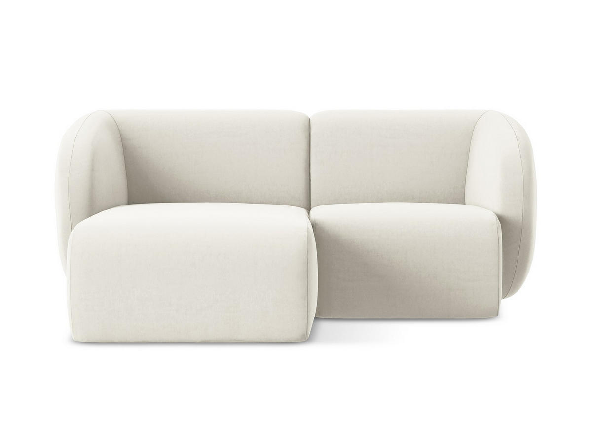 ECKSOFA Links Samt Stoff Beige - Creme/Schwarz, Holzwerkstoff/Kunststoff (178/166cm) - Makamii