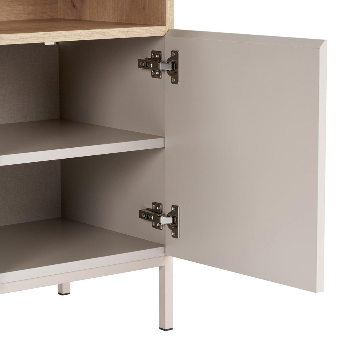 SIDEBOARD 2 Türen Fach Kaschmir- und Holzdekor 40/80/80 cm - Beige, Holzwerkstoff (40/80/44cm) - Calicosy