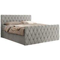 BOXBETT MIREN DUO 180/200 - Hellgrau Strukture - H3 - Hellgrau, Holz/Textil (180/200cm) - MKS