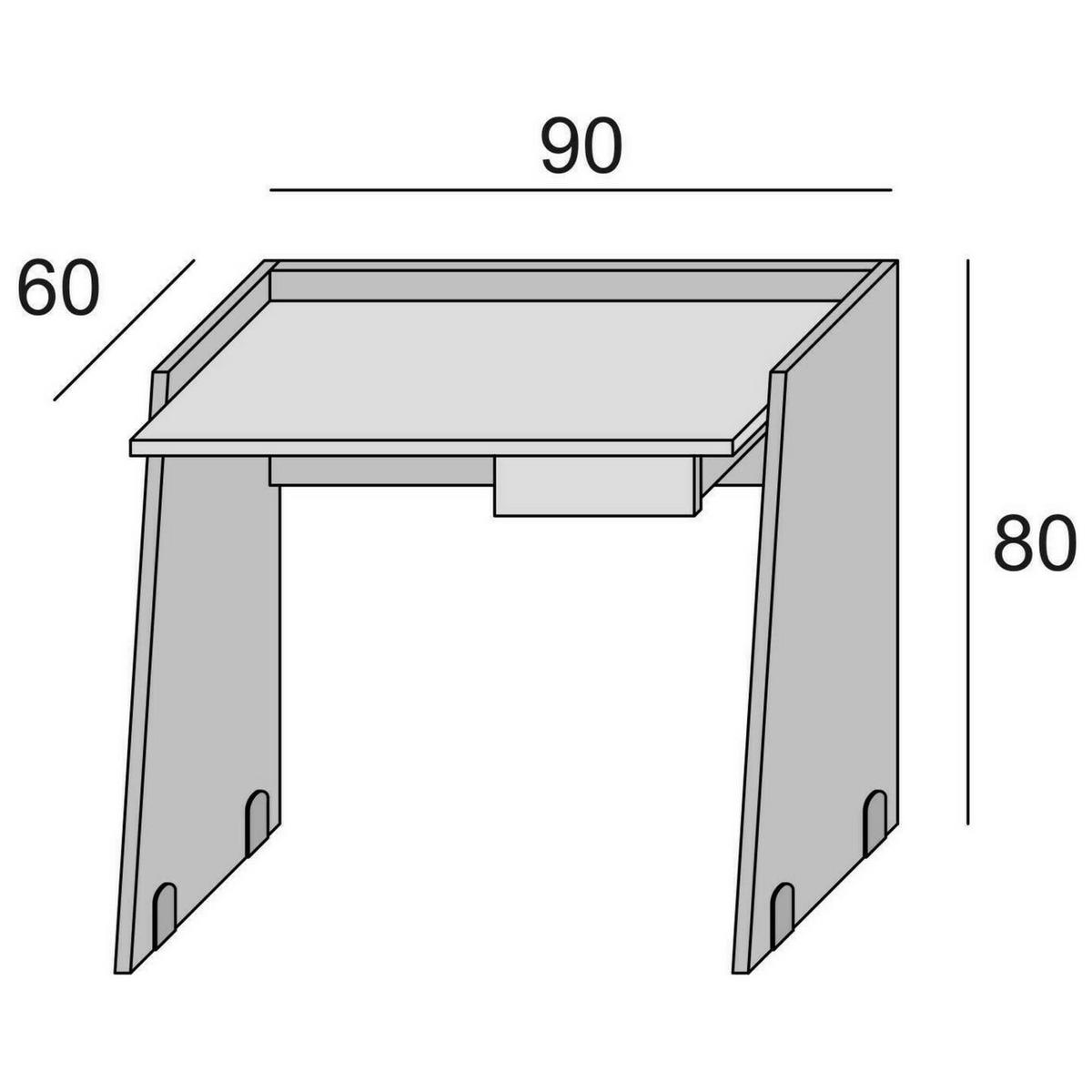 SCHREIBTISCH Weiß, Zement 60/90/80 cm - Weiß/Grau, Holzwerkstoff (60/90/80cm) - DMORA