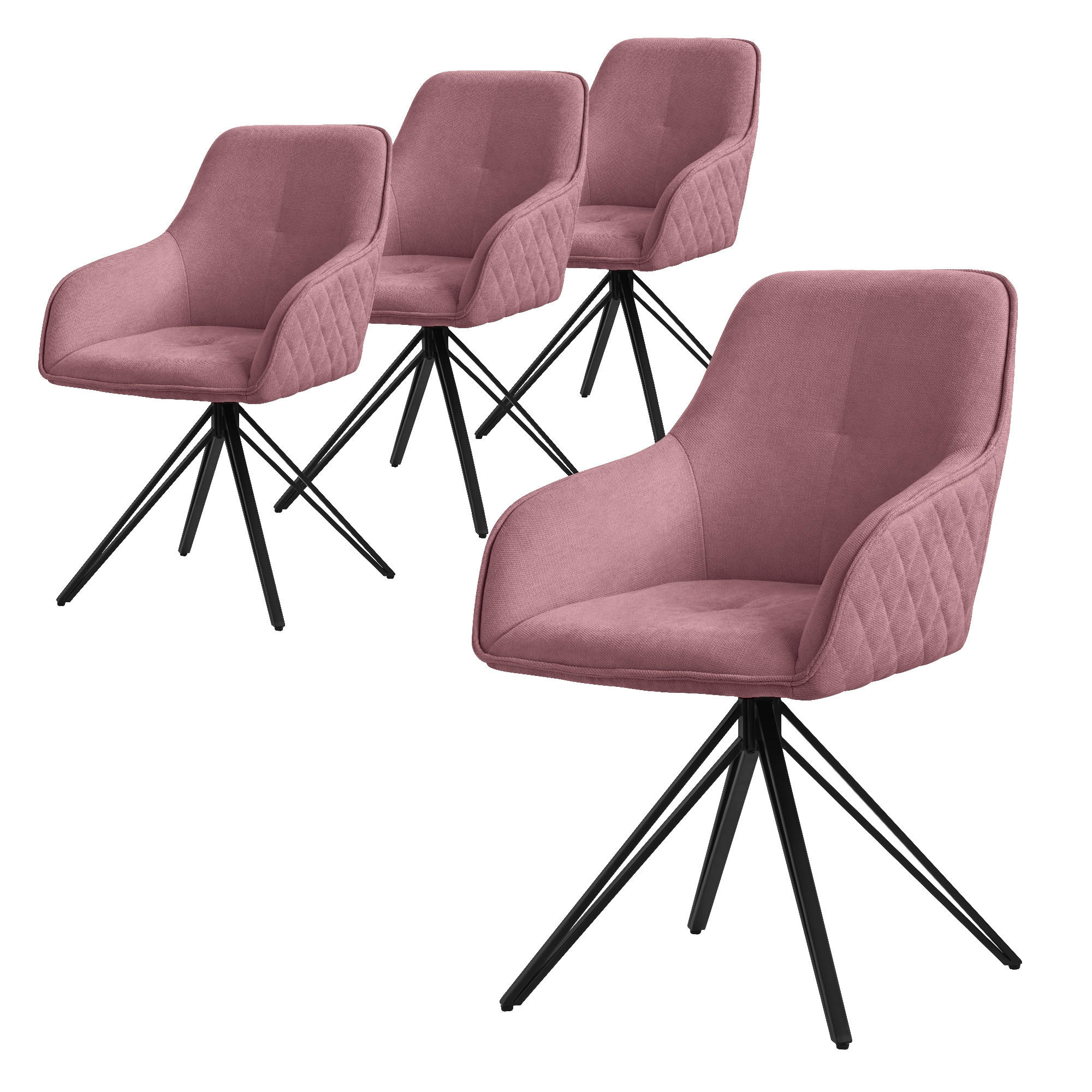 ESSZIMMERSTUHL 4er Set altrosa - Pink, Textil (61/84.5/57cm) - ML-DESIGN