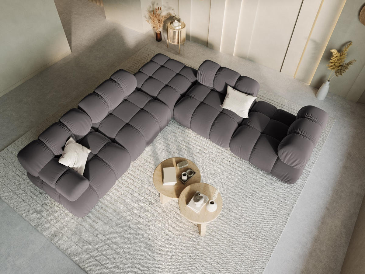 MODUL links Bellis aus Samt Stahl - Edelstahlfarben, Textil (94/70/94cm) - Micadoni