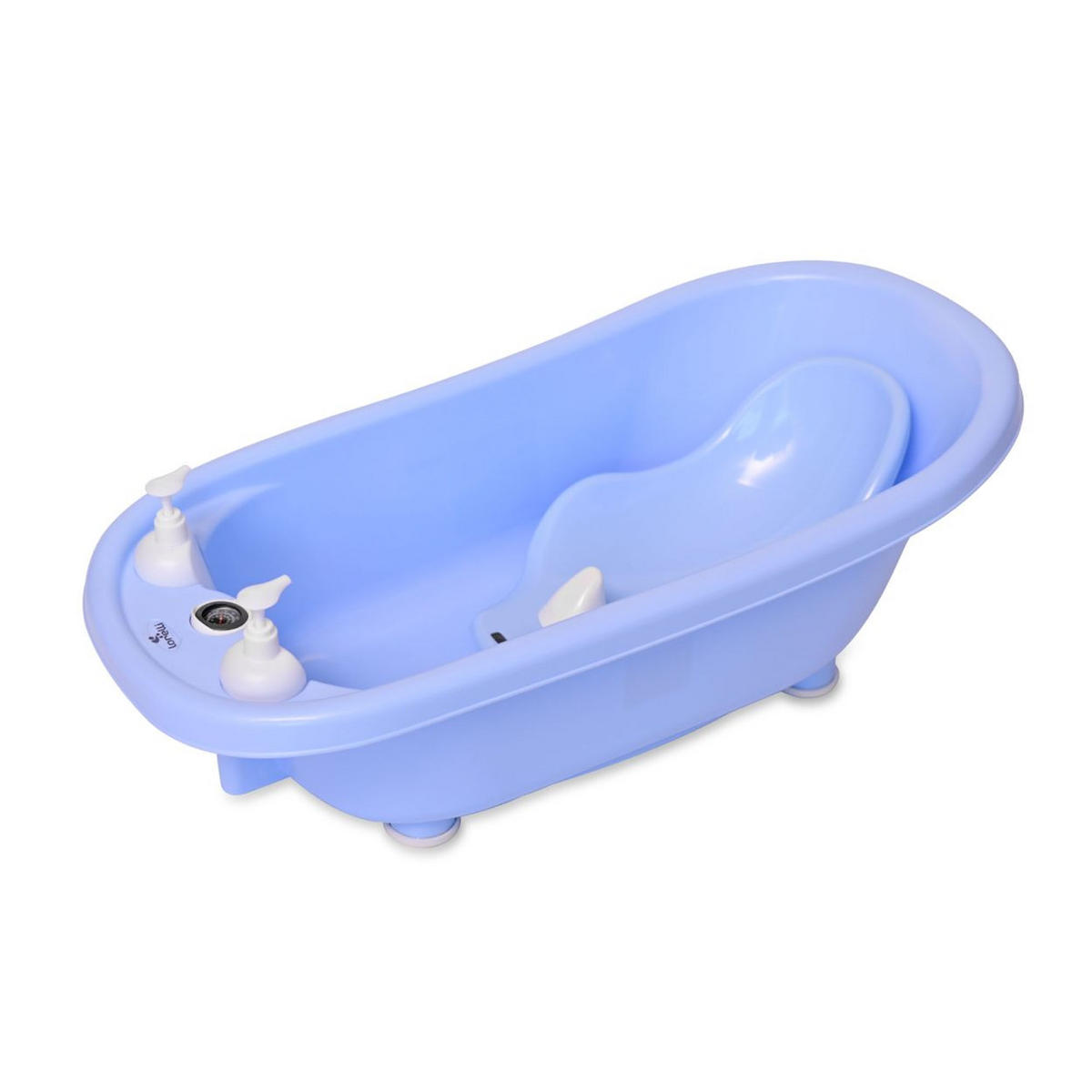 BABYBADEWANNE SET Set-1013082 blau mit Badewannenständer, Badesitz, Wasserthermometer, Wasserablauf - Blau, Kunststoff (41/88cm) - Lorelli