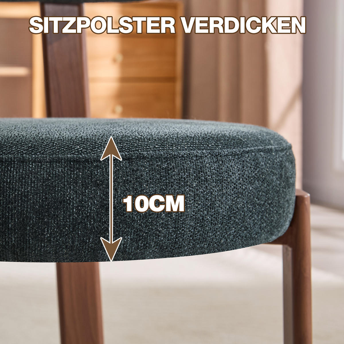 ESSZIMMERSTUHL 2ER-SET aus Stoff, mit ergonomischer Bügellehne - Schwarz, Textil (51.5/79/57cm) - Urban Meuble