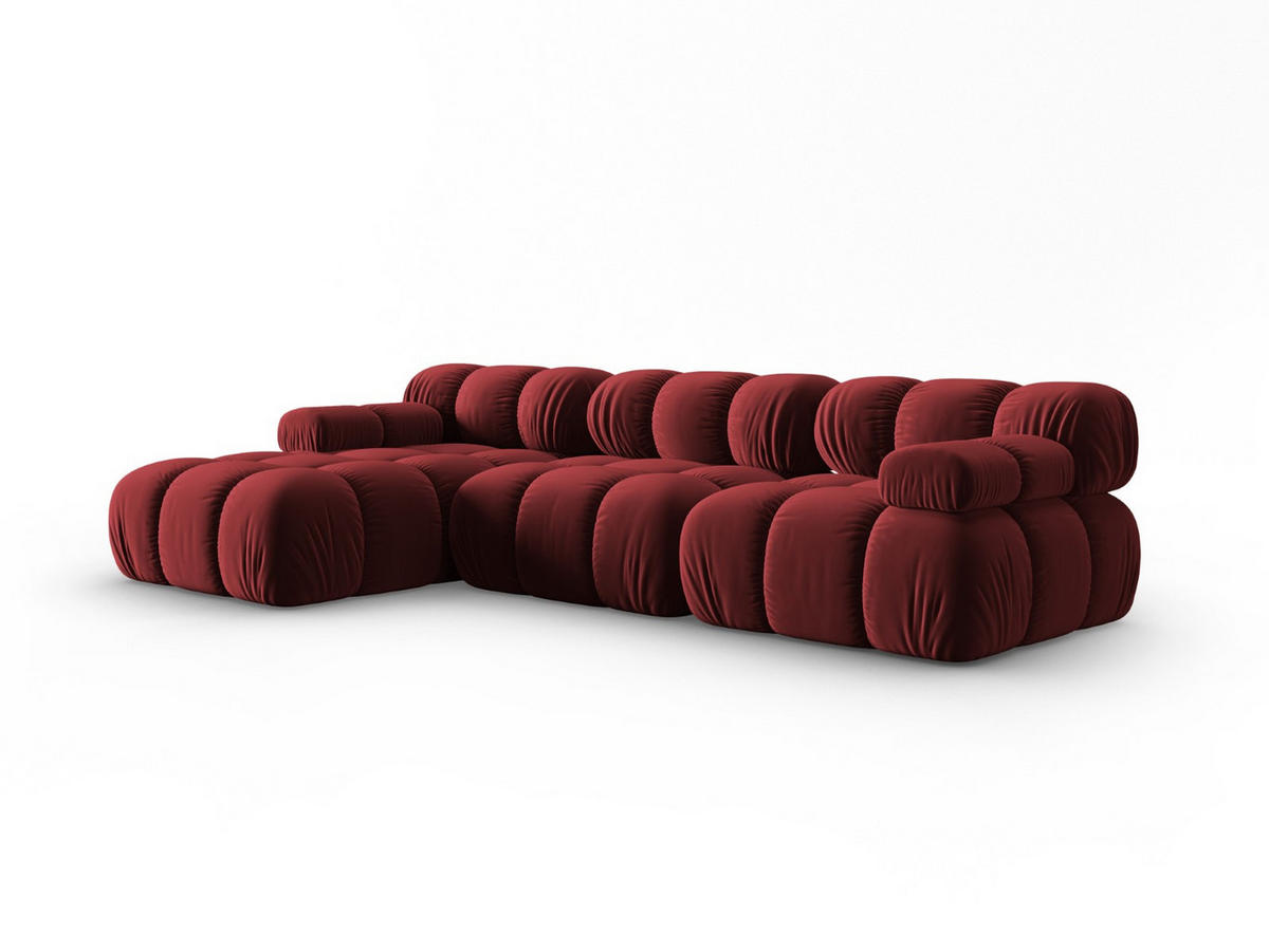 MODULARES-ECKSOFA links Bellis aus Samt dunkelrot 4 Sitzplätze - Dunkelrot, Textil (122/285cm) - Micadoni