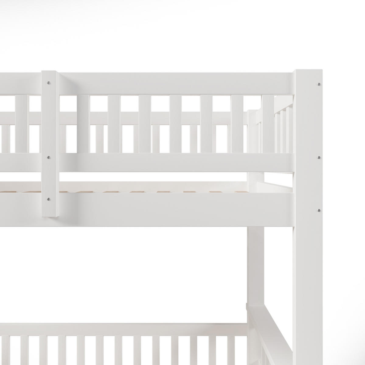 ETAGENBETT 90x200cm + 140x200cm Weiß Leiter Bettgitter - Weiß, Holz (140/200cm) - FLIEKS