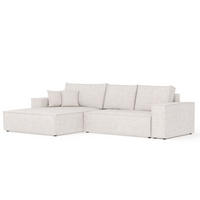 ECKSOFA TAURI mit Schlaffunktion Hellbeige im Neve Stoff - Sandfarben/Schwarz, Holz/Holzwerkstoff (294/185cm) - AltaBeds