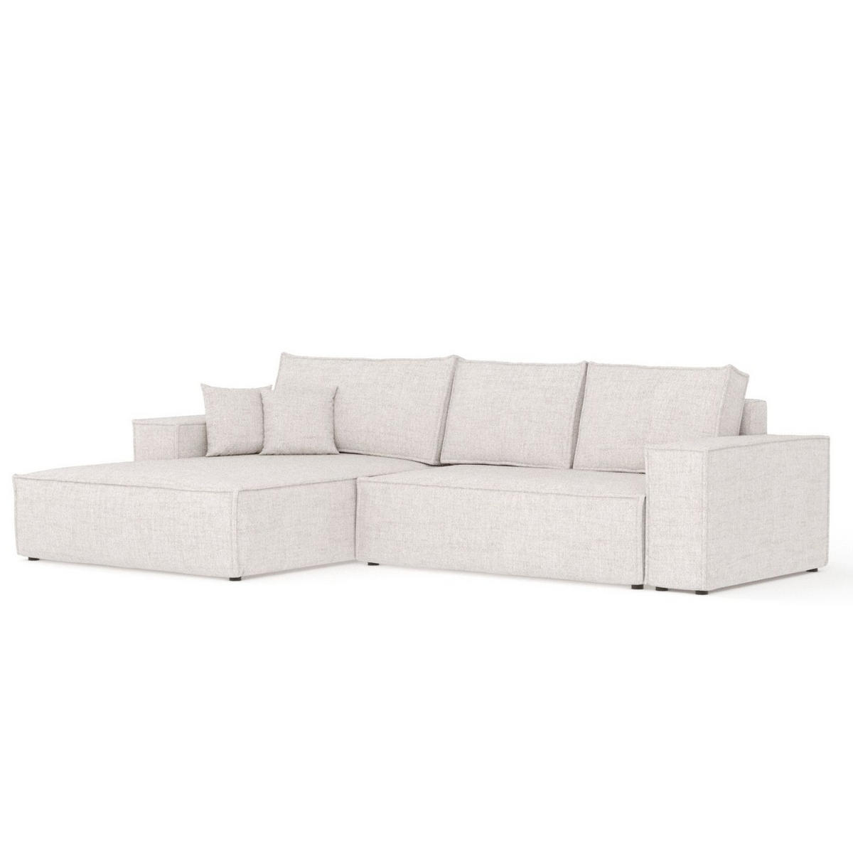 ECKSOFA TAURI mit Schlaffunktion Hellbeige im Neve Stoff - Sandfarben/Schwarz, Holz/Holzwerkstoff (294/185cm) - AltaBeds