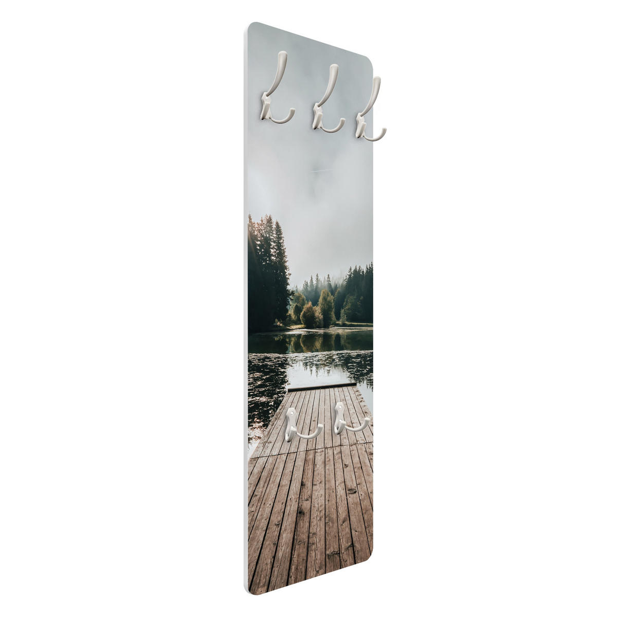 WANDGARDEROBE - Steg am Waldsee 34/105 cm - Grün, Holzwerkstoff (34/105/1.6cm) - Bilderwelten
