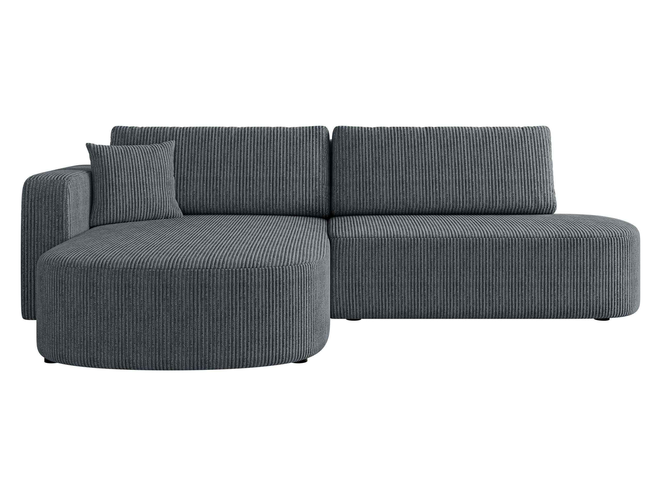 ECKSOFA Zerte Cord, Seite: Links - Schwarz/Graphitfarben, Holz/Kunststoff (252/175cm) - MIRJAN24