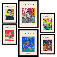 POSTER Set Mit 6 Henri Matisse Feier Drucke Des Fauvismus Und Der Abstrakten Kunst Für Innenarchitektur A3 & A4 Schwarzer Rahmen - Schwarz, Papier (29/3cm) - Nacnic