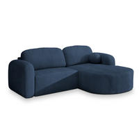 ECKSOFA AMILIA P R-S Blau Kordstoff mit Schlaffunktion - Blau, Holz (263/174cm) - MASSENO
