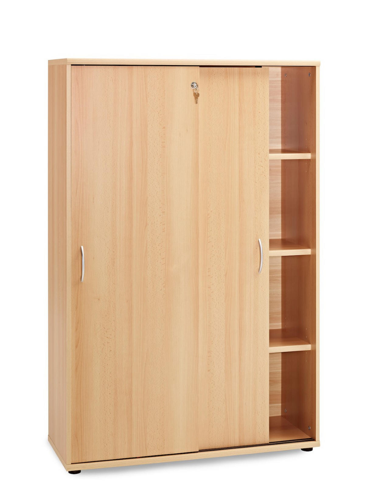 SCHIEBETÜRENSCHRANK Lion Large 153x100x40 cm 4 Fächern Buche - Buchefarben, Holz (42/54/40cm) - PROREGAL