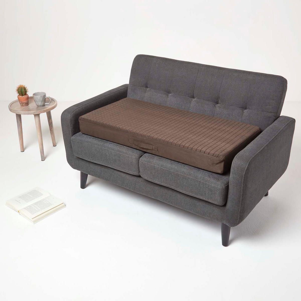 SOFA-AUFLAGE braun 100/50/10 cm – Velours-Sitzkissen orthopädisch - Braun, Textil (100/50/10cm) - Homescapes
