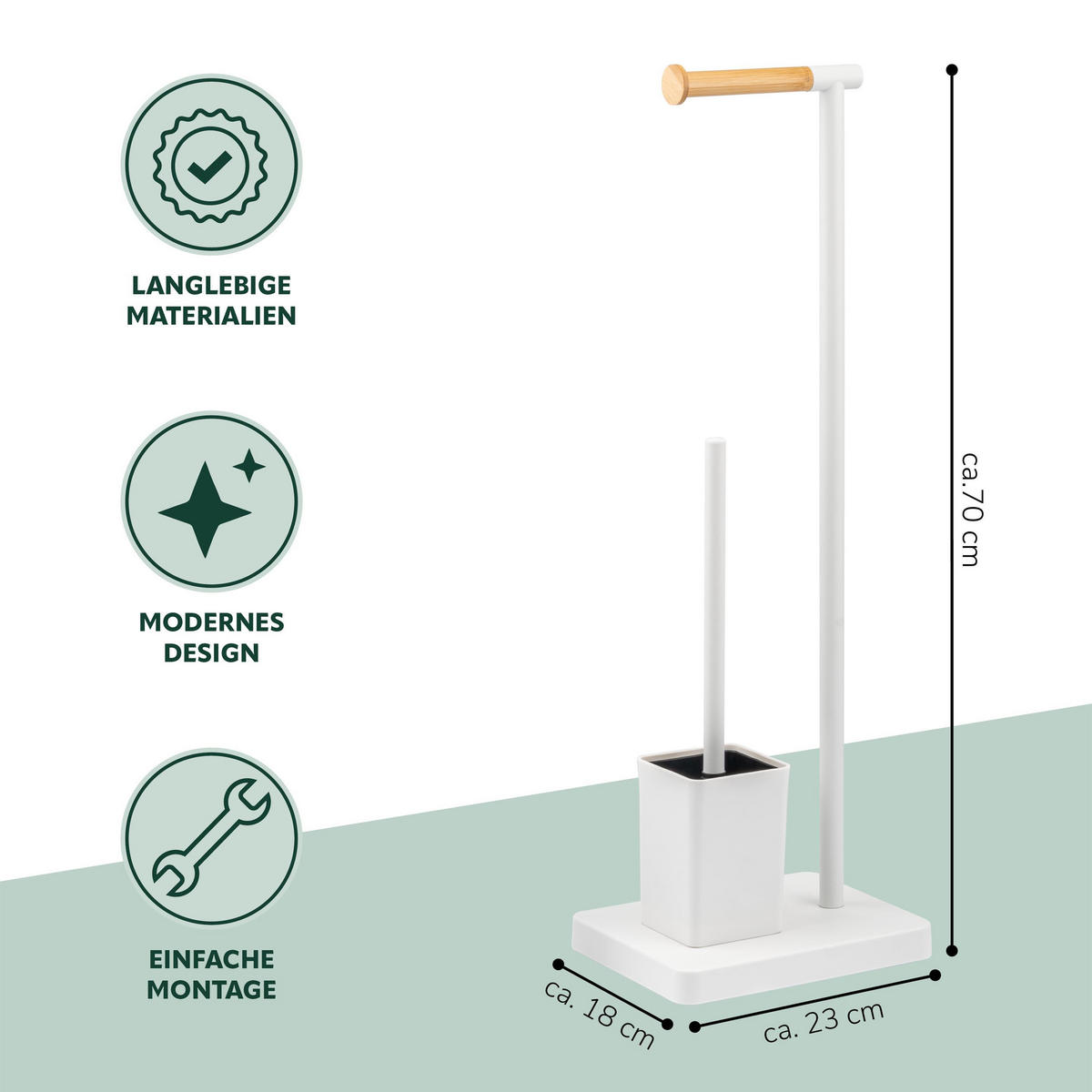 STAND-WC-GARNITUR, weiß - Weiß, Kunststoff (23/70/18cm) - bremermann