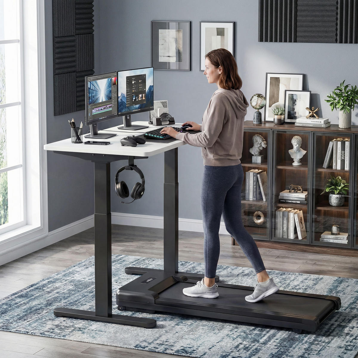 SCHREIBTISCHGESTELL elektrisch höhenverstellbar mit Speicherfunktion - Schwarz, Metall (60/100/70cm) - Gisaae